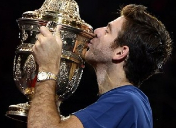 Juan Martin del Potro won the Swiss Indoors by outwitting five-time champion Roger Federer