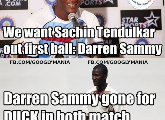 Darren Sammy tried to mess with Sachin Tendulkar