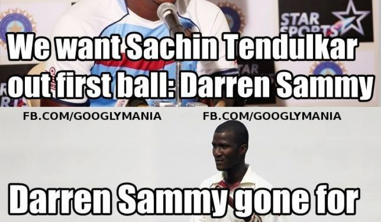 Darren Sammy tried to mess with Sachin Tendulkar