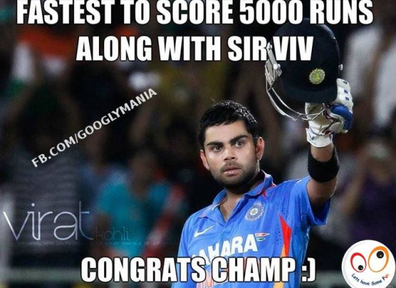 Virat Kohli - Fastest Player to reach 5000 ODI runs equals Viv Richards