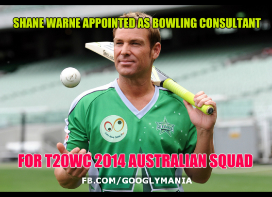 Shane Warne appointed as bowling consultant for T20 World Cup 2014